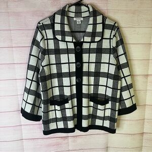 Hampshire Studio Black White‎ Sweater Cardigan Size Large